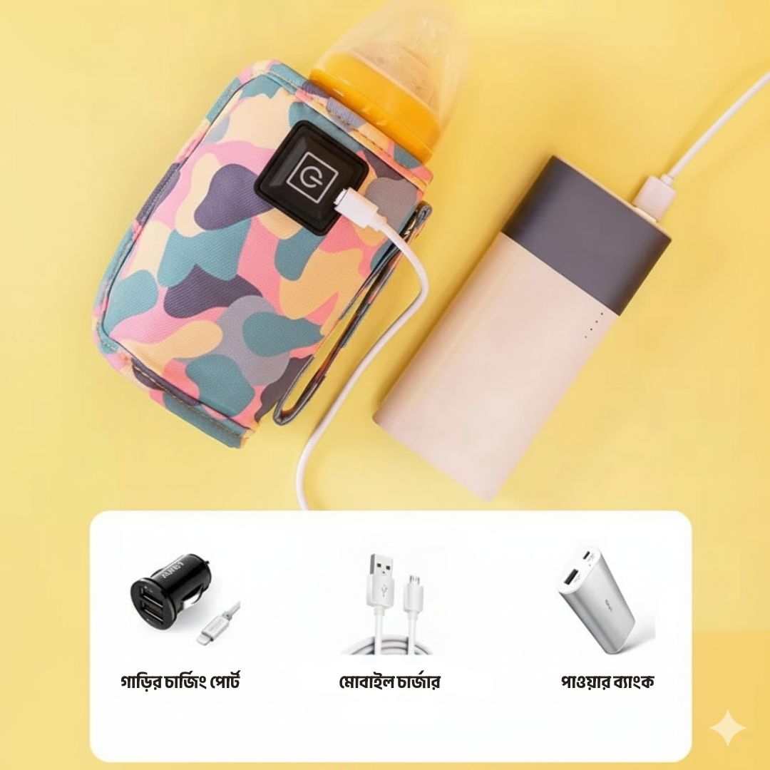 USB connection with power bank and charger